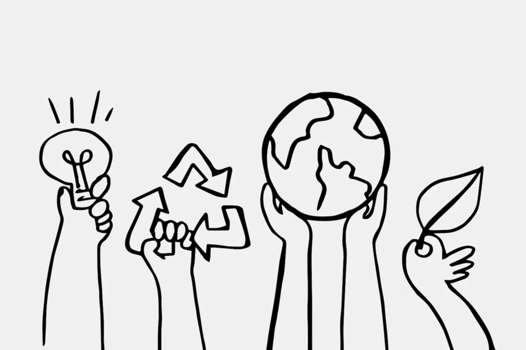 Ilustración que representa la estrategia sostenible de Adidas