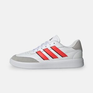 Adidas Courtblock hombre Cloud White Bright Red Carbon vista lateral