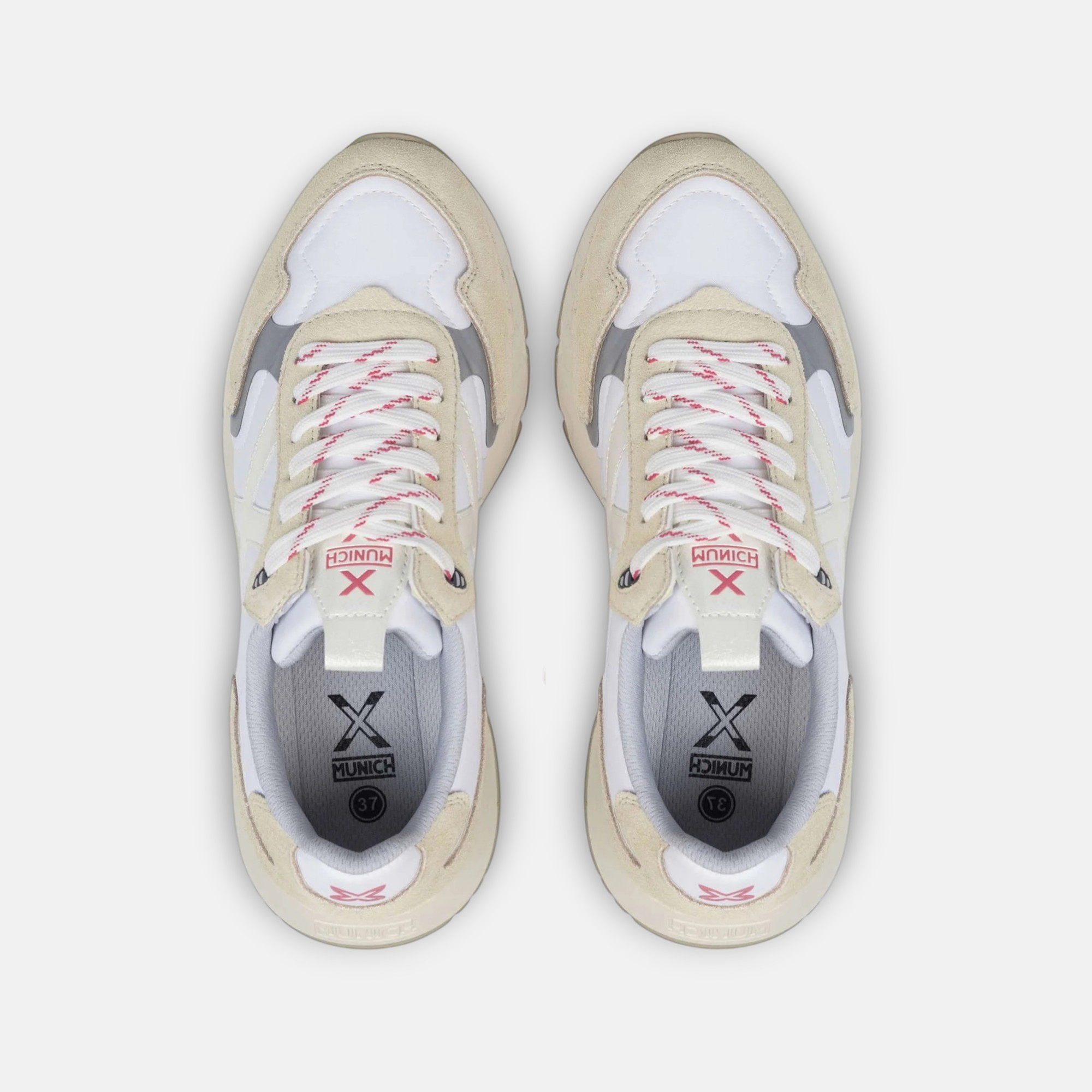 Munich Mamba cordones blancos con detalles rosa