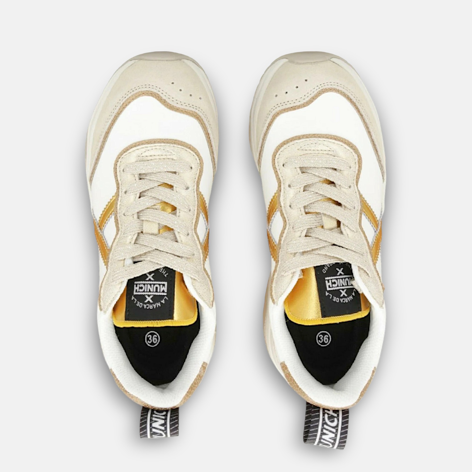 Munich wave mujer blanco beige detalles dorado