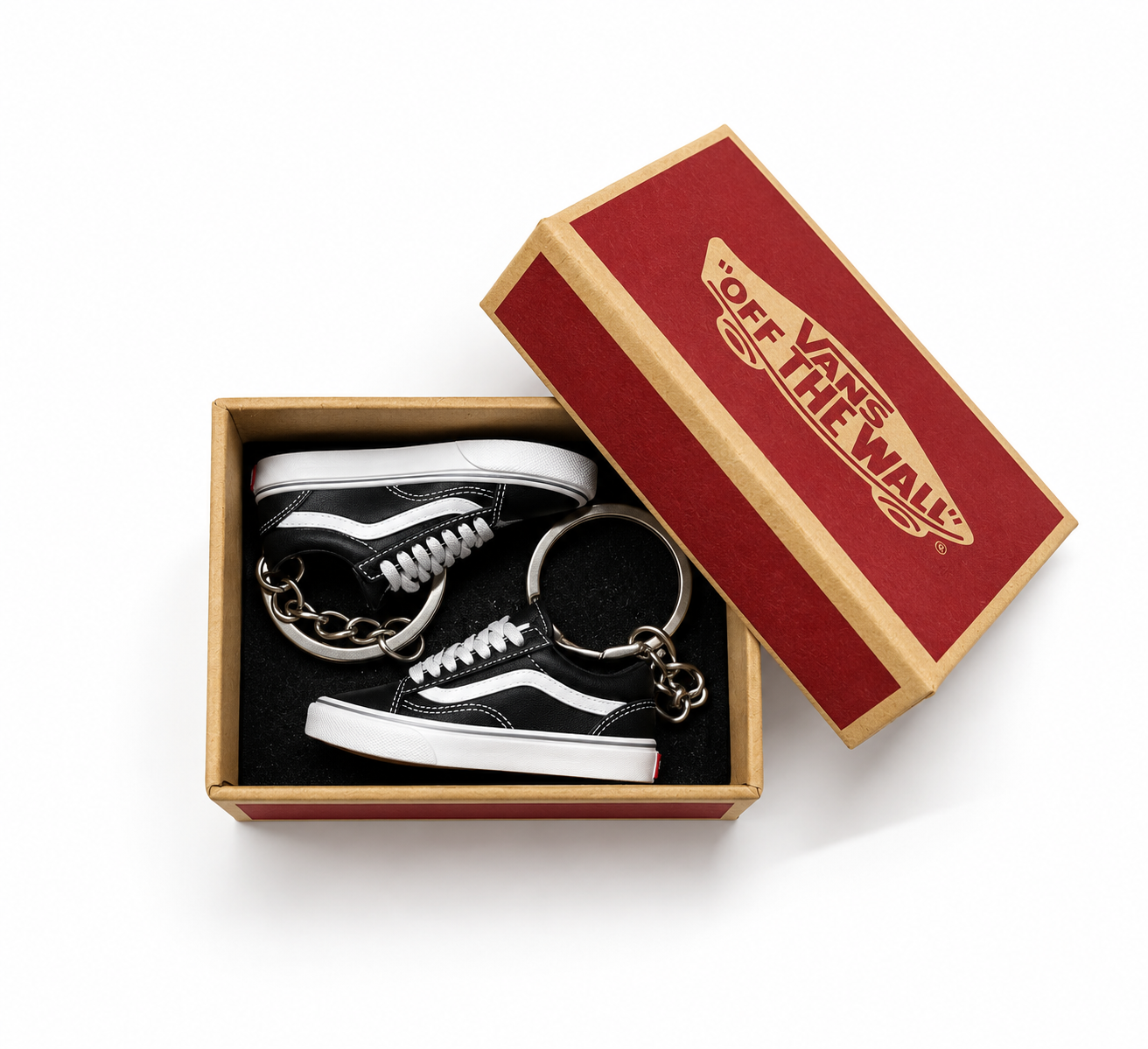 Dúo Vans Old Skool Black White con dos mini sneakers en mini caja